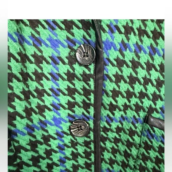 Anthropologie Avec Les Filles Houndstooth Leather Trim Blazer XL - Picture 6 of 13